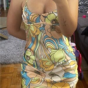 ZARA Floral Print Dress XS NWT • Colorful Retro Pattern